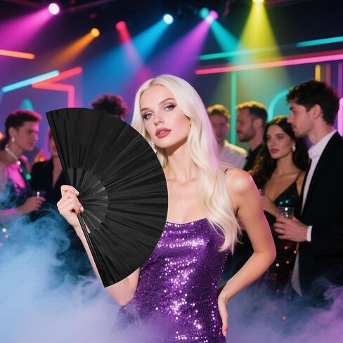 Fans for Line Dancing, 1 Pcs Boots On The Ground Hand Fan, Large Clacking Pop Fans That Make Sound, Women Men Foldable Clapping Handheld Fan for Line Dancing (Laser Pink Dot) in Kuwait