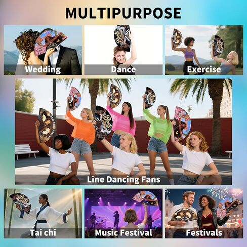 13" Line Dance Popping Fan for Dance, Where Them Fans at Clack, Folding,Boots On The Ground Hand Large Festival Folding Fan for Women, Party, Decoration (B) in Saudi Arabia