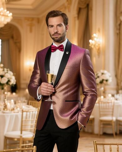 سترة Tuxedo اللامعة للرجال ، السترة النحيفة النحيفة ، بدلة صاخبة شال واحدة للحفلة ، حفلة موسيقية ، حفل زفاف ، عشاء in Saudi Arabia