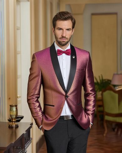 سترة Tuxedo اللامعة للرجال ، السترة النحيفة النحيفة ، بدلة صاخبة شال واحدة للحفلة ، حفلة موسيقية ، حفل زفاف ، عشاء in Saudi Arabia