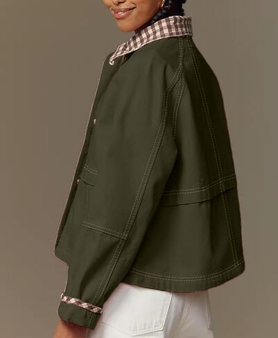 AimiRay Women Women Lightize Scedt Button Button Button Down Disual Shacket Coats مع جيوب جانبية in Saudi Arabia