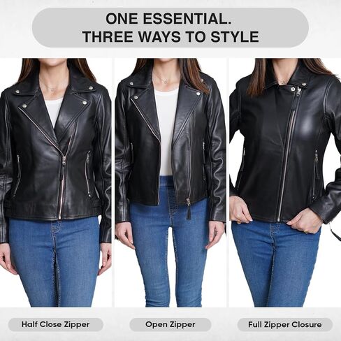 Genuine Lambskin Leather Jacket For Women - Premium Motorcycle Crop Short Coat with Belt, Zipper & Pockets in Saudi Arabia