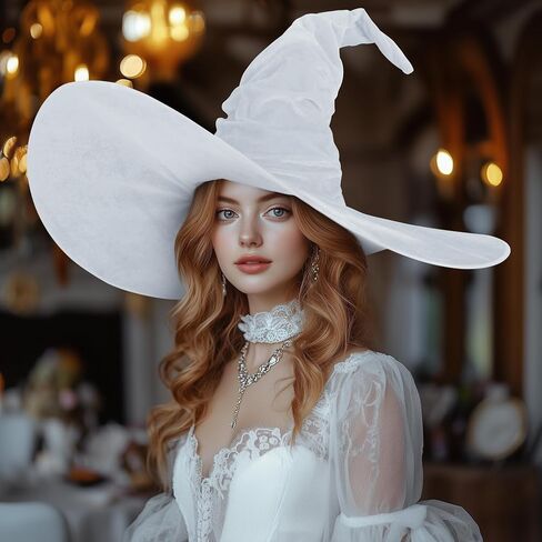 Vzqi Witch Hat Halloween Witches Hat القبعات الساحرة السوداء للنساء معالج البالغات 24 بوصة قبعة كبيرة in Saudi Arabia