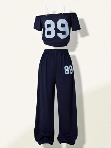 Girl's 2 Sports Summer Outfits Graphic of the Counter Jersey Terts and Sweatpants Set in Kuwait