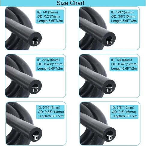 مجموعة خرطوم الفراغ السيليكون 6pcs 6.6 قدم 1/8 "5/32" 3/16 "1/4" 5/16 "3/8" معرف الأداء العالي 130psi مع موصل الفراغ 12 أحجام 130 بكسل 130pcs محرك سيليكون سيليكون خروع مجموعات خطوط خط خروف in Kuwait
