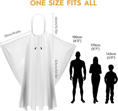 8 & 20 Pack Disposable Rain Ponchos for Adults/Youth - 6 Color Waterproof PE Hooded Raincoats, Drawstring, Emergency in Saudi Arabia