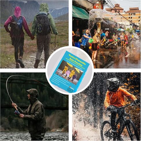 8 & 20 Pack Disposable Rain Ponchos for Adults/Youth - 6 Color Waterproof PE Hooded Raincoats, Drawstring, Emergency in Saudi Arabia
