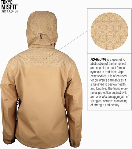 Tokyo Misfit - Japanese Hemp Leaf (Asanoha) Pattern Men's Rain Jacket, Waterproof Windbreaker, 3-Layer Technical Shell in Saudi Arabia