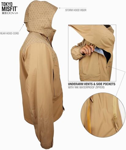 Tokyo Misfit - Japanese Hemp Leaf (Asanoha) Pattern Men's Rain Jacket, Waterproof Windbreaker, 3-Layer Technical Shell in Saudi Arabia
