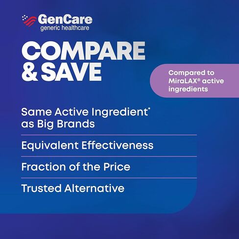 مسحوق Gencare polylethylene glycol 3350 للمحلول-100 حزم سفر-PEG غير المحبوب غير المحبوب 3350 لإغاثة الإمساك في بعض الأحيان للنساء والرجال-مسحوق ملين ميرالاكس العام in Kuwait