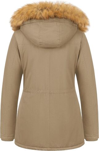 Pursky Women's Winter Coat Sherpa Lined Cotton Military Jacket Thicken Heavy Parka with Removable Faux Fur Hood in Kuwait