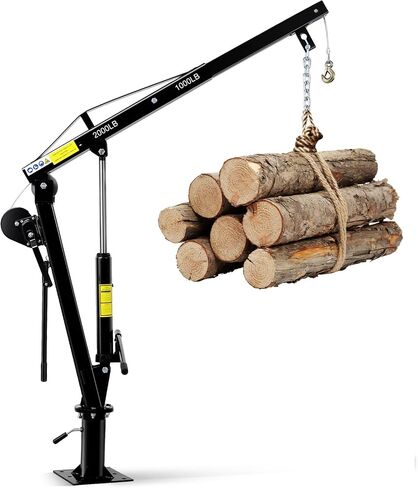 Hydraulic Pickup Truck Crane,2000LBS 360° Swivel Truck Jib Engine Hoist Crane,Folding Truck-Mounted Bed Crane with Hand Winch,Truck Bed Lift in Construction, Factory in Saudi Arabia