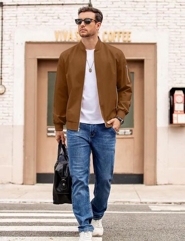 COOFANDY Men Bomber Jacket Lightweight Casual Windbreaker Zip Up Coat Fashion Stylish Fall Jackets with Pocket in Saudi Arabia