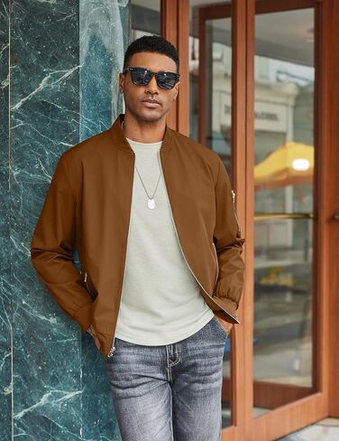 COOFANDY Men Bomber Jacket Lightweight Casual Windbreaker Zip Up Coat Fashion Stylish Fall Jackets with Pocket in Saudi Arabia