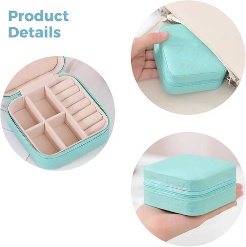 12 PCS حالة مجوهرات السفر ، صندوق جلدي صغير بسحاب للأقراط ، قلادات ، حلقات ، منظم محمول مع فواصل وخطافات لتخزين مجوهرات وصيفات الشرف المنزلية في المنزل in Kuwait