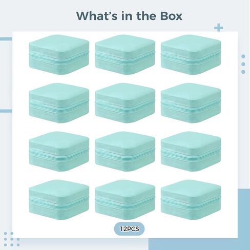 12 PCS حالة مجوهرات السفر ، صندوق جلدي صغير بسحاب للأقراط ، قلادات ، حلقات ، منظم محمول مع فواصل وخطافات لتخزين مجوهرات وصيفات الشرف المنزلية في المنزل in Kuwait