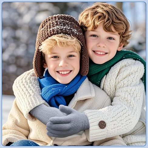 6 Pairs Winter Gloves Kids Stretchy Warm Knitted Gloves Wool Fleece Lined Mittens for for Girls Boys Cold Weather 5-10 Years (Multicolor) in Saudi Arabia
