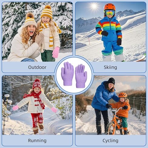 6 Pairs Winter Gloves Kids Stretchy Warm Knitted Gloves Wool Fleece Lined Mittens for for Girls Boys Cold Weather 5-10 Years (Multicolor) in Saudi Arabia