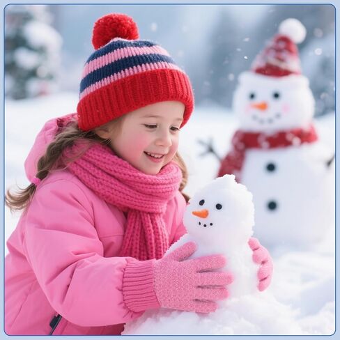 6 Pairs Winter Gloves Kids Stretchy Warm Knitted Gloves Wool Fleece Lined Mittens for for Girls Boys Cold Weather 5-10 Years (Multicolor) in Saudi Arabia