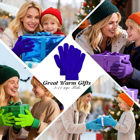 Zando Kids Winter Gloves 9 ألوان أصابع كاملة دافئة ناعمة متماسكة الصغار الصغار للبنات الفتيات الذين تتراوح أعمارهم بين 5-7 سنوات in Saudi Arabia
