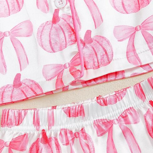 fyclemt Halloween Pajamas Baby Boy Girl Silk Pajamas Floral Pumpkin Ghost Long Sleeve Button Up Shirt Top Pants Pjs Sleepwear in Kuwait