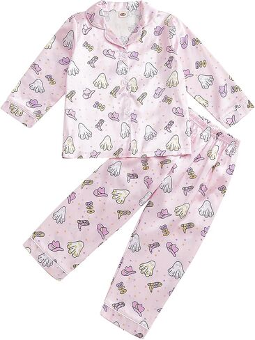 fyclemt Halloween Pajamas Baby Boy Girl Silk Pajamas Floral Pumpkin Ghost Long Sleeve Button Up Shirt Top Pants Pjs Sleepwear in Kuwait