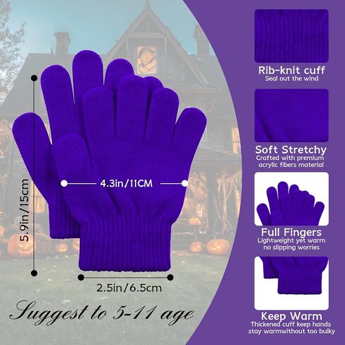 Zando Kids Winter Gloves 9 ألوان أصابع كاملة دافئة ناعمة متماسكة الصغار الصغار للبنات الفتيات الذين تتراوح أعمارهم بين 5-7 سنوات in Saudi Arabia