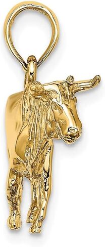 14K Yellow Gold 3D Bull with Horns Pendant (0.85 x 0.93 inches) in Saudi Arabia