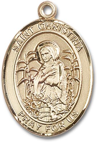 Bonyak Jewelry St. Christina The Grearing Hand-Cranced Medal Pendant في الذهب الأصفر 14 كيلو بايت in Saudi Arabia