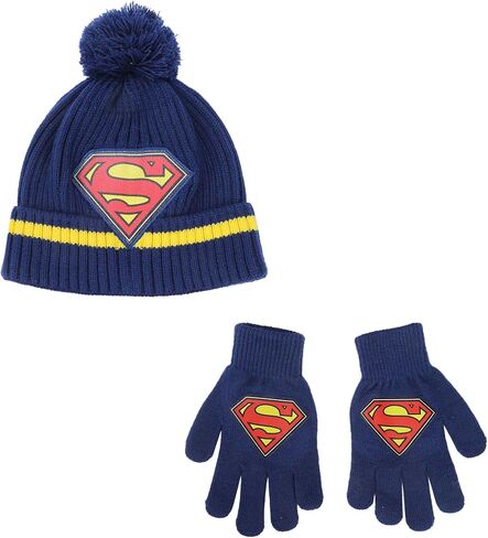 Superman Cuff Hat And Knit Gloves Youth Cold Weather Set in Saudi Arabia
