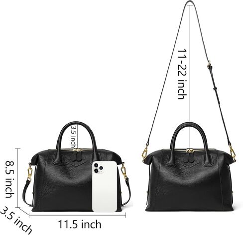 DORIS&JACKY Genuine Leather Satchel Purse For Women Designer Top Handle Tote Handbags With Long Adjustable Strap in Saudi Arabia