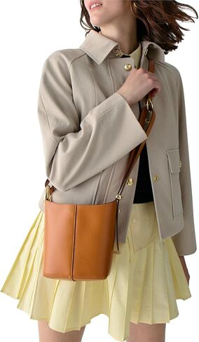 kate spade new york Halo Fine Grain Leather Mini Bucket, Glazed Hot Fudge in Kuwait