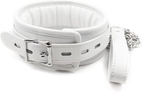 Black Leather Choker Collar and Leash Set Sexy Role-Play Gothic Cospaly Accessories for Women/Men Size (White) in Saudi Arabia