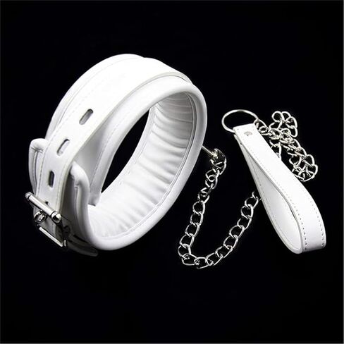 Black Leather Choker Collar and Leash Set Sexy Role-Play Gothic Cospaly Accessories for Women/Men Size (White) in Saudi Arabia