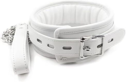 Black Leather Choker Collar and Leash Set Sexy Role-Play Gothic Cospaly Accessories for Women/Men Size (White) in Saudi Arabia