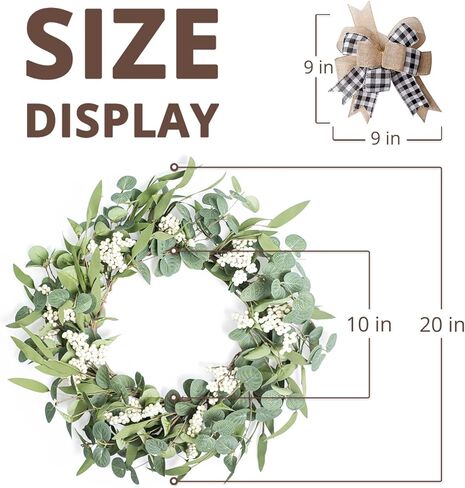 Fall Wreath 22-24inch Autumn Door Wreath with Yellow Leaves, Light Brown Reeds,Beige Wheat Ears for Farmhouse Indoor Outdoor Window Wall Thanksgiving Decor in Kuwait