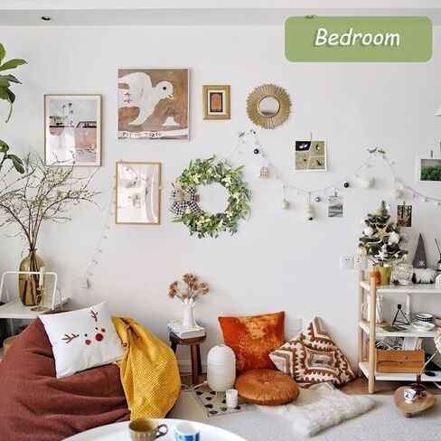 Fall Wreath 22-24inch Autumn Door Wreath with Yellow Leaves, Light Brown Reeds,Beige Wheat Ears for Farmhouse Indoor Outdoor Window Wall Thanksgiving Decor in Kuwait