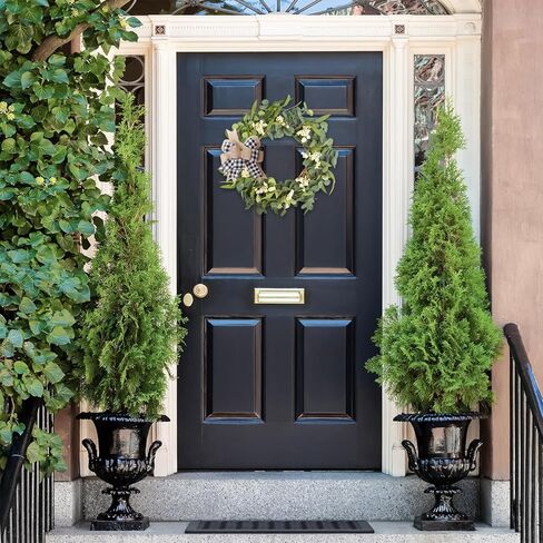 Fall Wreath 22-24inch Autumn Door Wreath with Yellow Leaves, Light Brown Reeds,Beige Wheat Ears for Farmhouse Indoor Outdoor Window Wall Thanksgiving Decor in Kuwait