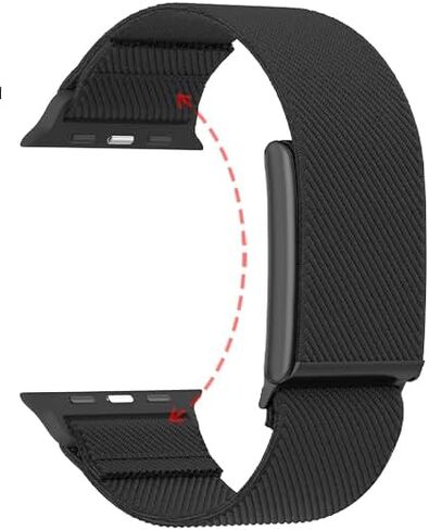 Apple Watch & Whoop Band Combo: Hybrid Athlete Band - Breathable, Odor-Resistant Nylon Strap Compatible with Apple Watch & Whoop 4.0 for Ultimate Comfort and Durability (Black) 42mm, 44mm, 45mm, 49mm in Saudi Arabia