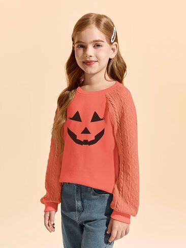 بلوزات للفتيات من Haloumoning قمصان كاجوال بأكمام طويلة ومتماسكة للأطفال من عمر 4 إلى 14 سنة in Kuwait