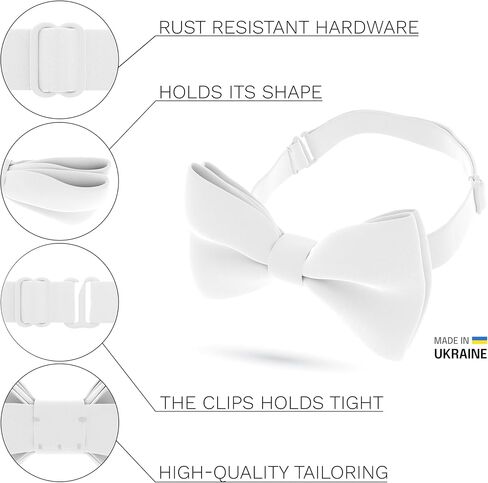 Bow Tie House Classic Pre-Tied Soft Crape Bow Tie for Wedding Formal Events Solid Tuxedo for Adults & Children in Kuwait