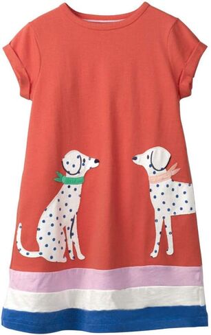 HILEELANG Toddler Girl Cotton Casual Dress Summer Short Sleeve Basic Tunic Playwear Shirt Dresses in Saudi Arabia