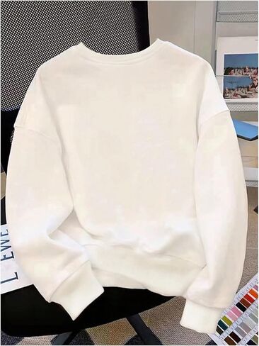 Floerns Girl's Flag Print Crew Neck Sweatshirts Long Sleeve Kids Loose Pullover Top in Saudi Arabia