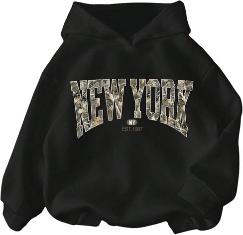 SweatyRocks Girl's Cute Graphic Sweatshirt Long Sleeve Drop Shoulder Hoodies Pullover Tops in Saudi Arabia