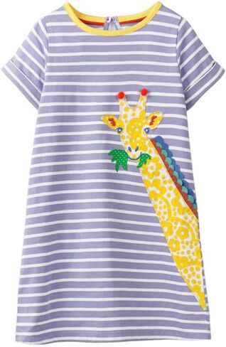 HILEELANG Toddler Girl Cotton Casual Dress Summer Short Sleeve Basic Tunic Playwear Shirt Dresses in Saudi Arabia