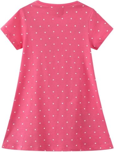HILEELANG Toddler Girl Cotton Casual Dress Summer Short Sleeve Basic Tunic Playwear Shirt Dresses in Saudi Arabia