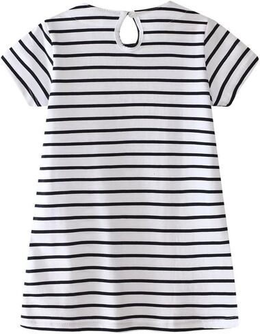 HILEELANG Toddler Girl Cotton Casual Dress Summer Short Sleeve Basic Tunic Playwear Shirt Dresses in Saudi Arabia