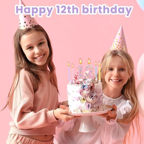 MTLEE Birthday Candle Macaron Glitter 3D Number Candle with 12 Pcs Rainbow Spiral Candles in Holders for Girl Boy Cake Topper Wedding Anniversary Pastel Sweet Theme Party Decoration(Number 3) in Kuwait