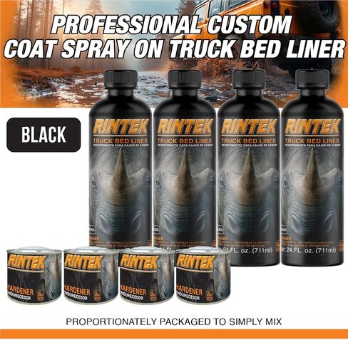 مجموعة بطانة سرير الشاحنات Rintek Urethane-طلاء متين-مزيج ، Shake & Shoot-1 أو 2 جالون-أسود أو قابل للونوي-متوفر مع أو بدون مسدس الرش (الأسود-مع البندقية ، جالون 1) in Saudi Arabia