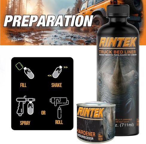 مجموعة بطانة سرير الشاحنات Rintek Urethane-طلاء متين-مزيج ، Shake & Shoot-1 أو 2 جالون-أسود أو قابل للونوي-متوفر مع أو بدون مسدس الرش (الأسود-مع البندقية ، جالون 1) in Saudi Arabia